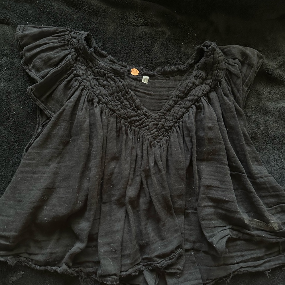 Free People Black Boho Blouse